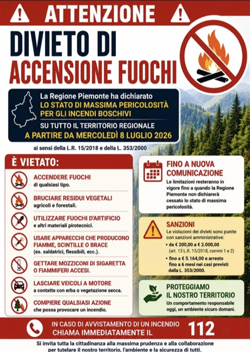 Divieto di accensione fuochi